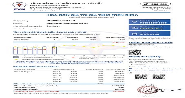 TCBC EVN: Mẫu hóa đơn điện tử và thông báo tiền điện mới từ ngày 01/03/2020