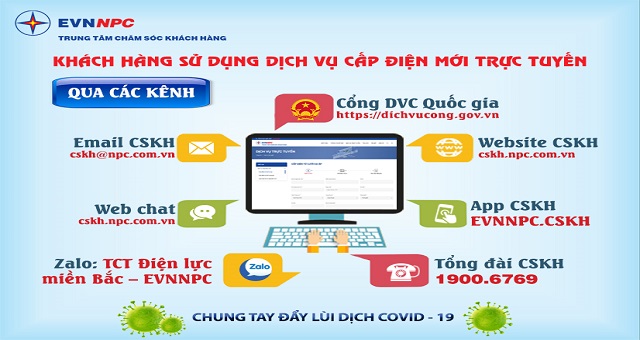 Khuyến nghị khách hàng sử dụng dịch vụ điện cấp điện mới trực tuyến – Phòng chống dịch COVID-19