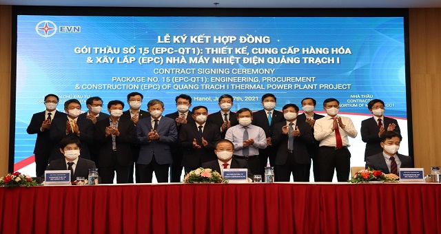 Lễ ký kết Hợp đồng gói thầu số 15 (EPC-QTI) thiết kế, cung cấp hàng hóa và xây lắp Dự án Nhà máy Nhiệt điện Quảng Trạch I