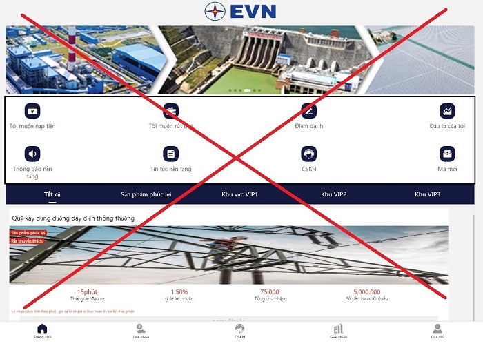 Về việc xuất hiện trang web giả mạo thương hiệu EVN